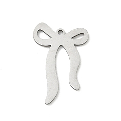 Couleur Acier Inoxydable Pendentifs en acier inoxydable, charmes bowknot, Coupe au laser, couleur inox, 201mm, Trou: 25.5x16.5x1.5mm