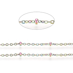 Rainbow Color 304 цепи спутниковые из нержавеющей стали, ионное покрытие (ip), с катушкой, пайки, Радуга цветов, ссылка: 1.5x1x0.2 mm, бусина : 2x1 mm, около 32.8 футов (10 м) / рулон