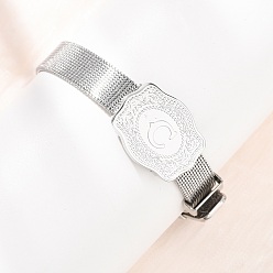 Letter C 304 Браслеты-цепочки из нержавеющей стали для часов (женские и мужские), овальный с буквой, цвет нержавеющей стали, буква С, 8.54 дюйм (21.7 см)