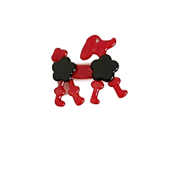 Красный Заколки из кожи аллигатора из ацетата целлюлозы (смола), собака, аксессуары для волос для женщин и девочек, красные, 40x40 мм