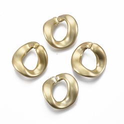 Gold Spray Painted CCB Plastic Linking Rings, Quick Link Connectors, For Jewelry Curb Chains Making, Oval Twist, Gold, 23x22.5x9mm, Inner Diameter: 10x13mm