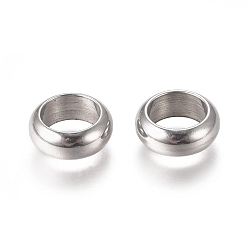 Нержавеющая Сталь Цвет Устойчивы к потускнению 201 разделительные бусины из нержавеющей стали, плоско-круглые, цвет нержавеющей стали, 10x4 мм, отверстие : 7 мм