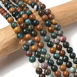 Океанический Джаспер Океан Природный яшмы бисер нитей, круглые, 6 мм, отверстие : 1 мм, около 61 шт / нитка, 15.35 дюйм (39 см)