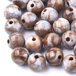 Седло Коричневый Бисера треск акриловые, бусы из искусственного камня, круглые, седло коричневый, 9~9.5 мм, Отверстие : 2 мм , около 950 шт / 500 г