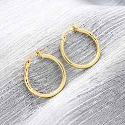 Настоящее золото 18K Латунь обруч серьги для женщин, стойки покрытие, долговечный, стойки покрытие, без свинца и без кадмия, реальный 18 k позолоченный, 22x21x2 мм