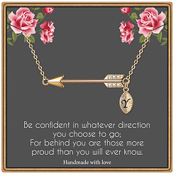 Letter Y Латунные микропаве прозрачные кубические цирконии стрела с подвеской в виде буквы, золотые, Письмо Y, 15.75 дюйм (40 см)