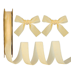 Creamy White Velvet Ribbon, Single Side, for Gift Packing, Party Decoration, Creamy White, 1 inch(25mm), about 18.59~19.69 Yards(17~18m)/Roll