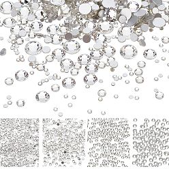 Crystal 4 Styles Flat Back Glass Rhinestone Cabochons, Back Plated, Half Round, Faceted, Crystal, 2~8mm, 18g/18g/22g/5g