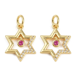 Разноцветный Латунные микро проложить кубического циркония подвески, без кадмия и без свинца, звезды прелести, с целью перехода в кольце, реальный 18 k позолоченный, красочный, 16x12x2 мм, отверстие : 3 мм