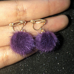 Фиолетовый Клипсы из полиэфирного сплава, круглые, золотые, фиолетовые, 28x15 мм