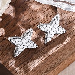 Платинированный Латунь серьги, крестик, Реальная платина, 9x12 мм