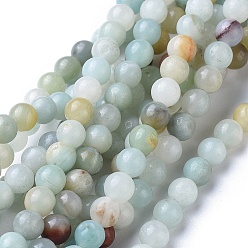Flower Amazonite Круглые бусы из амазонита из натуральных цветов, 6 мм, отверстие : 1 мм, около 58~60 шт / нитка, 15 дюйм