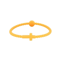 Золотистый Детские силиконовые эластичные браслеты с крестом для девочек и мальчиков, золотые, 6-7/8 дюйм (17.5 см)
