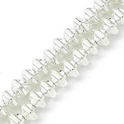 с Покрытием Серебра Гальванические нити из синтетических немагнитных гематитовых бусин, шестиугольник, со серебряным покрытием, 5.5x6x4 мм, отверстие : 0.9 мм, около 102 шт / нитка, 16.02'' (40.7 см)