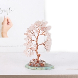 Розовый Кварц Крошка из натурального розового кварца украшение дерево жизни, Медная проволока, энергетический камень по фен-шуй, подарок для украшения домашнего рабочего стола, 110x55 мм