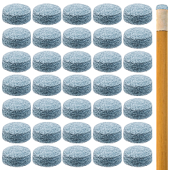 Light Grey 50Pcs PU Leather Billiard Pool Cue Tips Replacement Tips, Flat Round, Light Grey, 14x6mm
