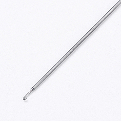 Platinum Iron Beading Needle, with Hook and Hole, For Buddha 3-Hole Guru Beads, Bead Threader, Platinum, 17.2x0.07cm, Hole: 5mm