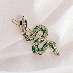 Золотой Шпильки для волос из сплава змеи, аксессуары для волос для женщин и девочек, со стразами, золотые, 60x30 мм