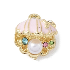 Лавандовый румянец Подвески из сплава и страза, С жемчужиной смолы, формы раковины, золотые, лавандовый румянец, 16.5x15.5x14 мм, отверстие : 2 мм