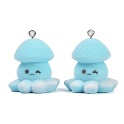 Осьминог Кулоны из флокированной смолы, с железной платиной петлей, осьминог, 32.5x26.5x27.5 мм, отверстие : 2 мм