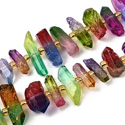 (52) Непрозрачная лаванда Гальванические природный кристалл кварца бусы пряди, граненые, окрашенные, палочка для наггетсов, с бисером, разноцветные, 11~25x3~9x4~10 мм, отверстие : 1~1.2 мм, около 19~26 шт / нитка, 7.09~7.48'' (18~19 см)