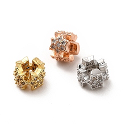 (52) Непрозрачная лаванда Реечное покрытие латунь микро паве кубический цирконий распорные бусины, долговечный, без кадмия и без свинца, цветок, разноцветные, 6x4.5 мм, отверстие : 2.1 мм