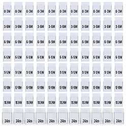 Белый 400шт. 8 модели, полиэстер, детская одежда, размерная бирка, бирка с размером, прямоугольные, белые, 35~40x10~12x0.4 мм, 50 шт / стиль