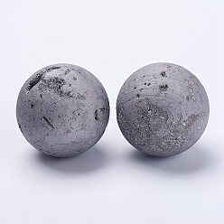 с Платиновым Покрытием Галька естественный druzy geode кварцевые бусины, Украшения для дома из драгоценных камней, нет отверстий / незавершенного, круглый шар, с покрытием платиным, 40 мм