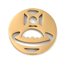 Настоящее золото 18K Ионное покрытие (ip) 304 подвески из нержавеющей стали, лазерная резка, плоский круглый шарм, реальный 18 k позолоченный, 16x1.5 мм, отверстие : 2.5 мм