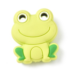 Лягушка Пищевые экологически чистые силиконовые фокусные шарики, изготовление ожерелий diy, рисунок лягушки, 28x24x10.5 мм, отверстие : 2 мм