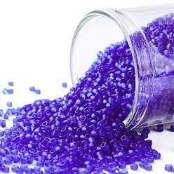 (8F) Transparent Frost Dark Sapphire Круглые бусины toho, японский бисер, (8 f) прозрачный морозный темный сапфир, 15/0, 1.5 мм, отверстие : 0.7 мм, о 3000шт / бутылка, 10 г / бутылка