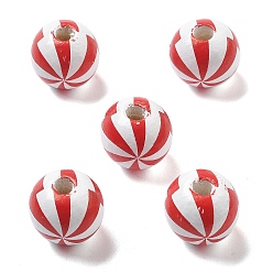 (123L) Белый крем непрозрачный блеск Печатные деревянные европейские бусины схима, круглые, огнеупорный кирпич, 15.5x15 мм, отверстие : 4 мм