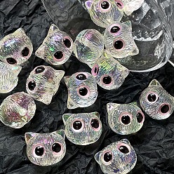 Pink Transparent Acrylic Beads, Cat, Pink, 16x19x16mm, Hole: 3.3mm