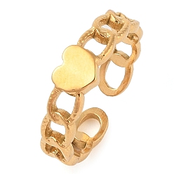 Сердце Ионное покрытие (ip) 304 открытые манжеты из нержавеющей стали для женщин, реальный 14 k позолоченный, сердце, 5.5 мм, регулируемый