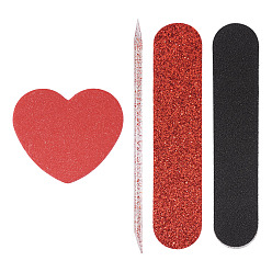 Indian Red 3Pcs Wood Nail Art Tools, Indian Red, 9x1.9x0.45cm