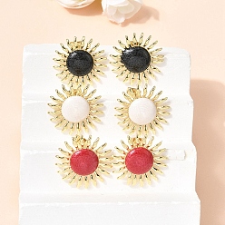 (52) Непрозрачная лаванда Серьги-гвоздики из солнечной латуни, без кадмия и без свинца, реальный 18 k позолоченный, стойки покрытие, долговечный, разноцветные, 25 мм