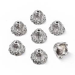 Antique Silver Tibetan Style Alloy Bead Caps, Cadmium Free & Lead Free, Antique Silver, 15x11mm, Hole: 2mm, Inner Diameter: 10mm, about 460pcs/1000g