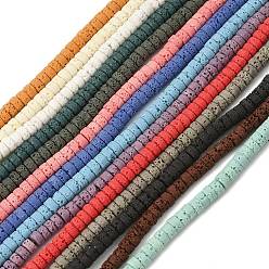 (52) Непрозрачная лаванда Нити бусин из искусственного камня лавы ручной работы, плоско-круглые, яркие глазированный фарфор, разноцветные, 4.5~5x2.5~3 мм, отверстие : 1 мм, около 139~141 шт / нитка, 14.57''~14.76'' (37~37.5 см)