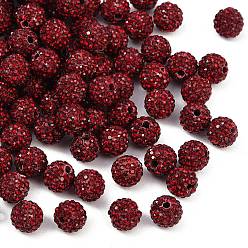 Сиамский Pave disco бусины, Бусины со стразами, полимерная глина , класс А, круглые, Сиам, С. 12 (1.8~1.9 мм), 8 мм, отверстие : 2 мм