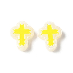 (404) Непрозрачное AB Кислое яблоко Бусины из стеклянной эмали, окрашенные методом запекания, бусины ручной работы, крестик, цветочный белый, 14.5x11.5x4 мм, отверстие : 1 мм