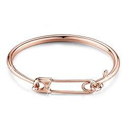 Rose Gold Brass Bangle, Safety pin, Rose Gold, 2-1/4 inchx2-3/8 inch(56x60mm)