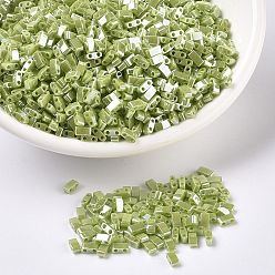 (HTL439) Opaque Chartreuse Luster MIYUKI Half TILA Beads, Japanese Seed Beads, 2 Hole, (HTL439) Opaque Chartreuse Luster, 5x2.3x1.9mm, Hole: 0.8mm, about 12500pcs/500g