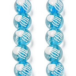 Белый Бусины лэмпворк , круглый с медузой, белые, 10.5~11x12.5~13.5x11.5~12.5 мм, отверстие : 1.2~1.4 мм