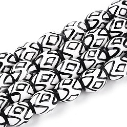 Черный Бусины из фарфора и керамики ручной работы, овальные, пастельный фарфор, чёрные, 12~12.5x9.5~10.5 мм, отверстие : 1.8~2 мм