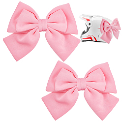 Бледно-Розовый Наклейки на машину с большим бантом из ткани, украшение багажника автомобиля, розовый жемчуг, 215x285x43 мм