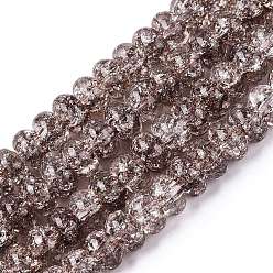 Седло Коричневый Хрустящие прозрачные стеклянные бусины нити, рондель, седло коричневый, 8~8.5x3.5~5 мм, отверстие : 1~1.4 мм, около 76~86 шт / нитка, 15.16~15.55 дюйм (38.5~39.5 см)