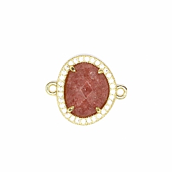 Клубничный Кварц Подвески из натурального кварцевого соединителя с клубникой, ссылка на самородки, с кубическим цирконием и золотистой металлической фурнитурой, граненые, 19x17x5 мм