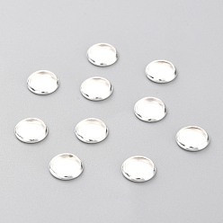 Серебро 304 Настройки нержавеющей стали кабошон, чашки безель с краями, плоско-круглые, серебряные, 8x1 мм лоток: 6 мм