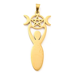 Золотой 304 подвески из нержавеющей стали, Викканский талисман с тройной лунной пентаграммой, золотые, 45x20x2 мм, отверстие : 5x3 мм