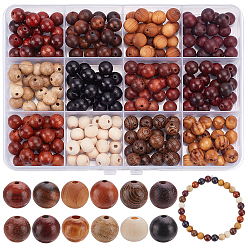 (52) Непрозрачная лаванда 240шт 12 цвета натуральные необработанные деревянные бусины, круглые деревянные бусины из бисера для изготовления поделок, разноцветные, 7.5~8 мм, отверстие : 1~3 мм, 20 шт / цвет